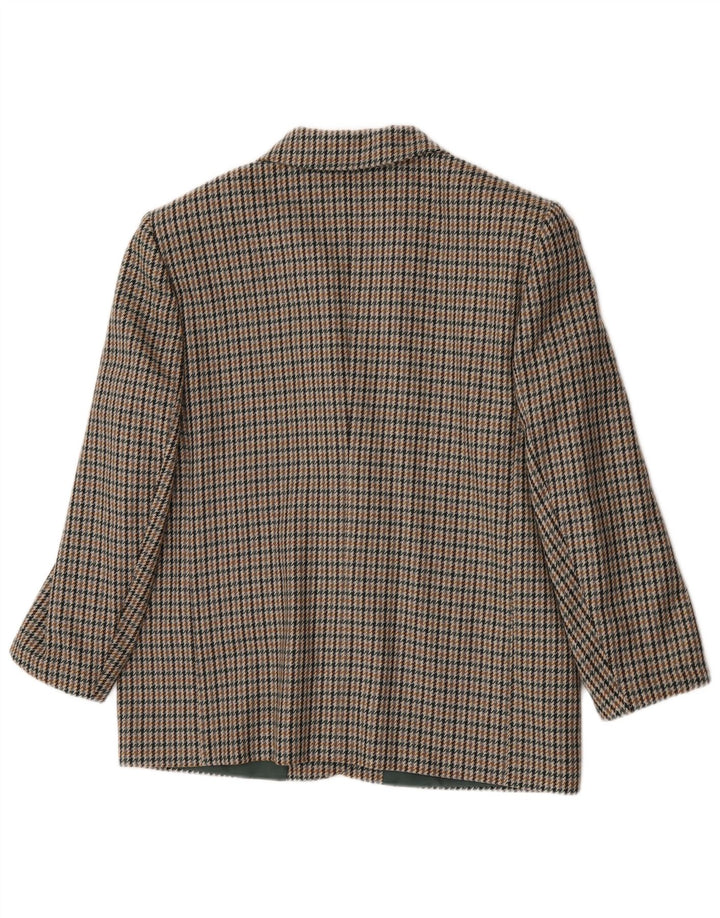 Vintage damska marynarka zapinana na 2 guziki UK 20 2XL Zielona wełna w pepitkę