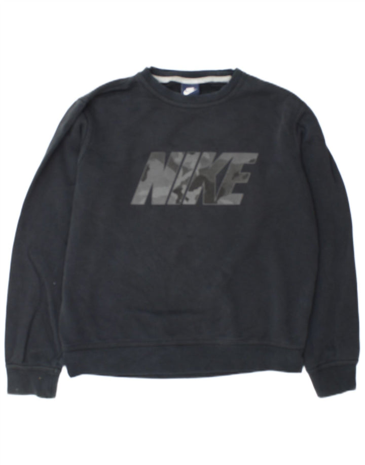 Męski sweter z grafiką Nike, średnioszary, bawełniany