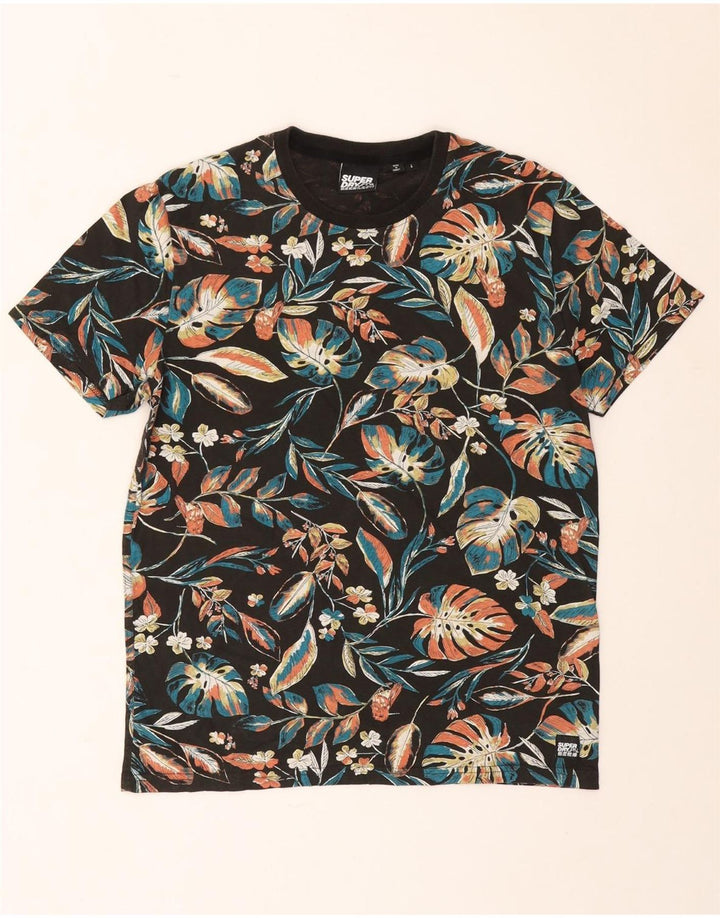 Męski T-shirt Superdry z grafiką, duży, wielokolorowy w kwiaty