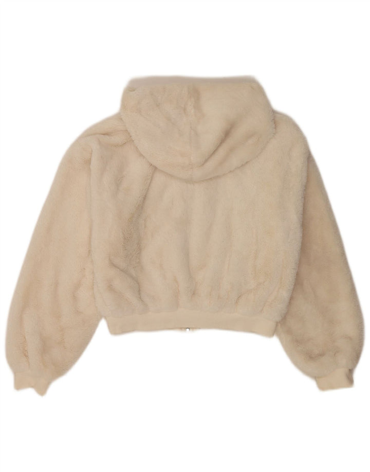 Damska kurtka bomber z kapturem Teddy Bear UK 10 Topshop, mała w kolorze złamanej bieli