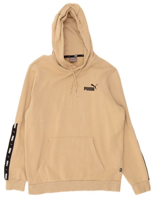 Damska bluza z kapturem Puma z grafiką UK 14, bawełna w kolorze średniego beżu