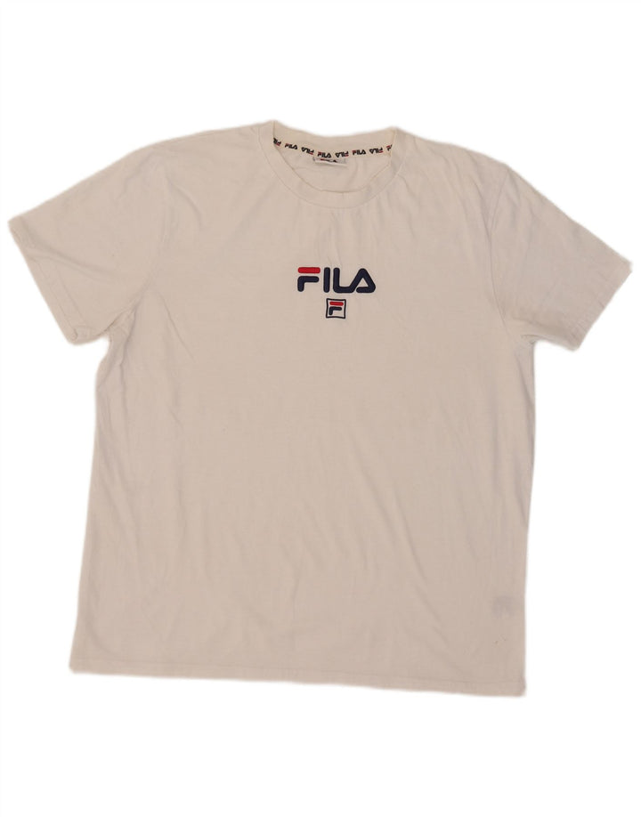 Męska koszulka z grafiką Fila Top XL, biała, bawełniana