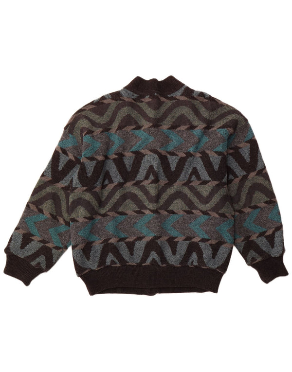 Męska kurtka bomber w stylu vintage UK 42 XL Wielobarwna geometryczna wełna alpaki