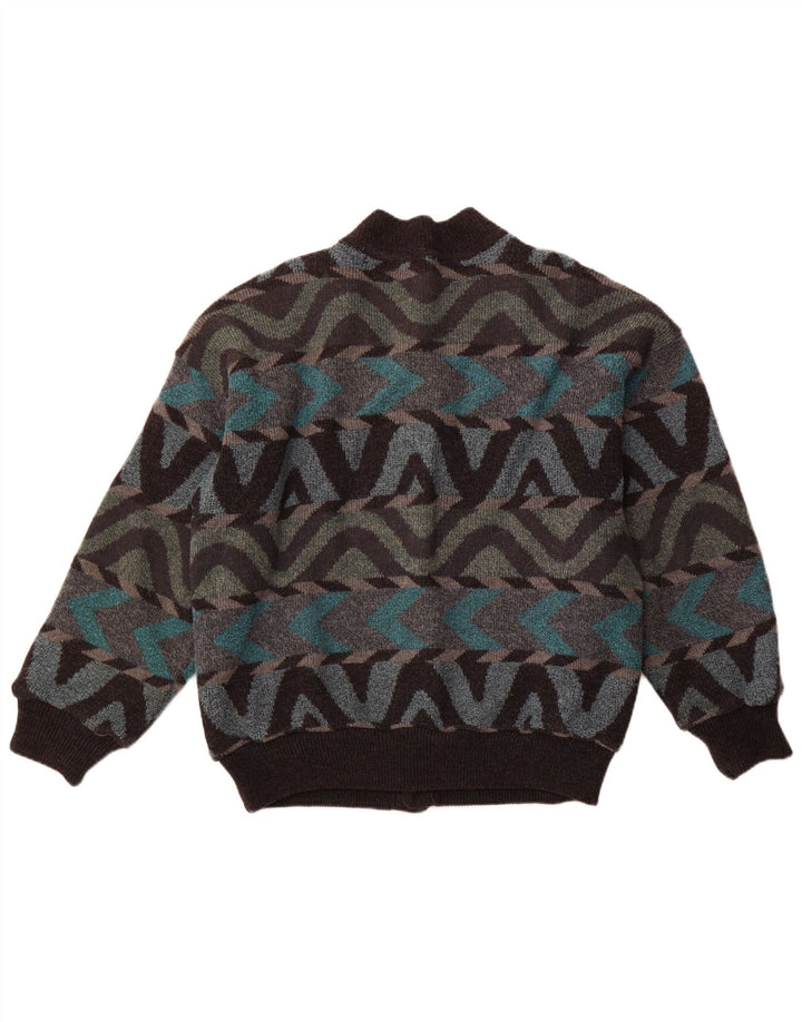 Męska kurtka bomber w stylu vintage UK 42 XL Wielobarwna geometryczna wełna alpaki
