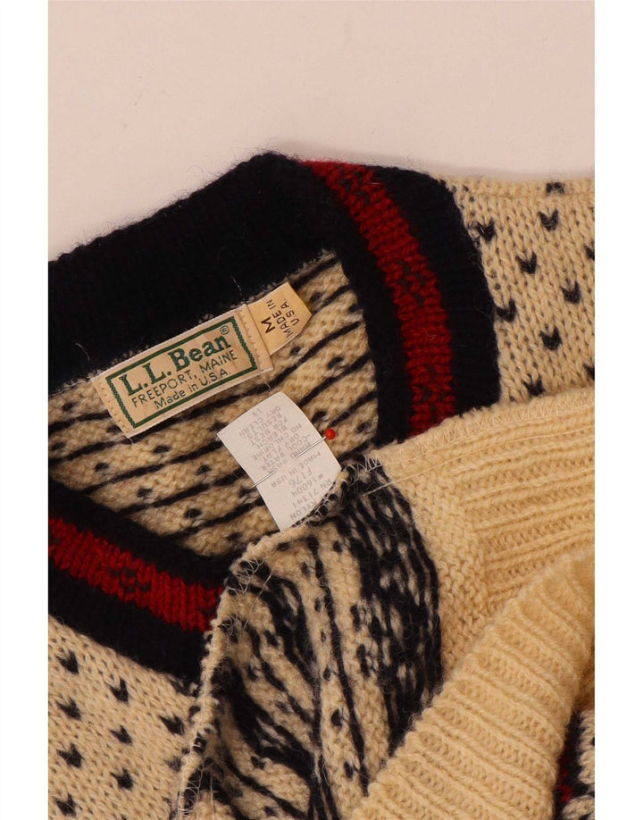 Sweter damski L.L.Bean UK 14 Średni złamanej bieli Fair Isle Wool