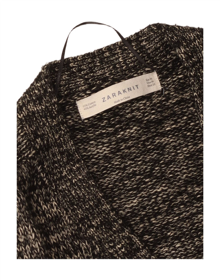 Sweter damski Zara UK 14, średni czarny, bawełniany w cętki