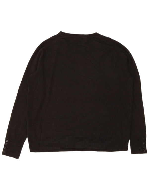 Marks & Spencer Damski sweter z okrągłym dekoltem UK 16, duży, czarny akryl