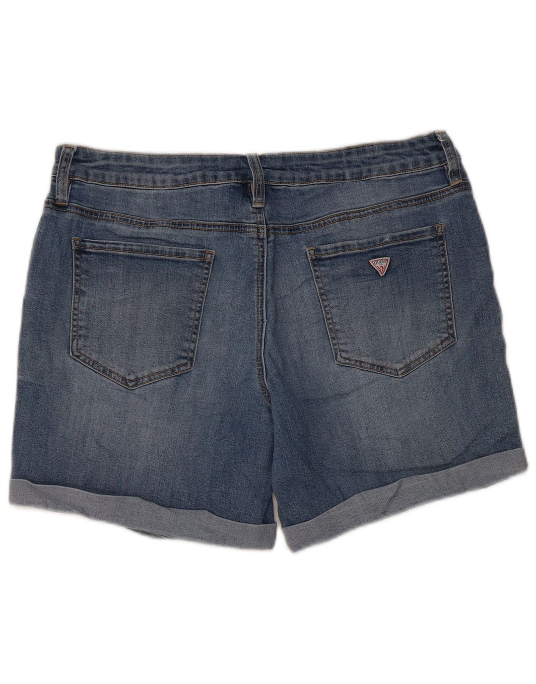 Damskie spodenki jeansowe Guess z niskim stanem W31, średnioniebieskie, bawełniane