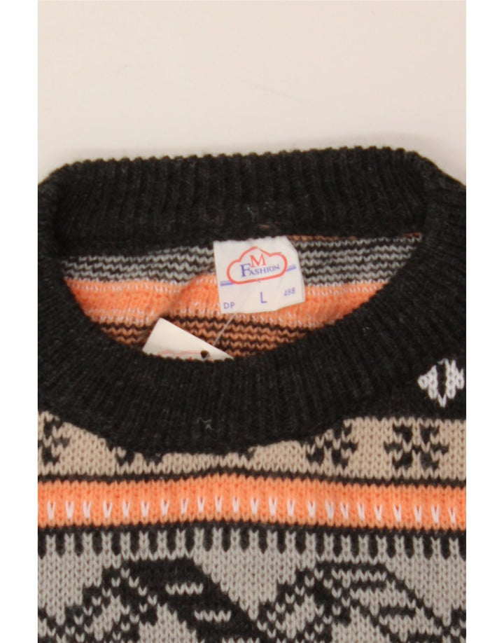 VINTAGE Womens Crew Neck Jumper Sweater UK 16 Large Multicoloured