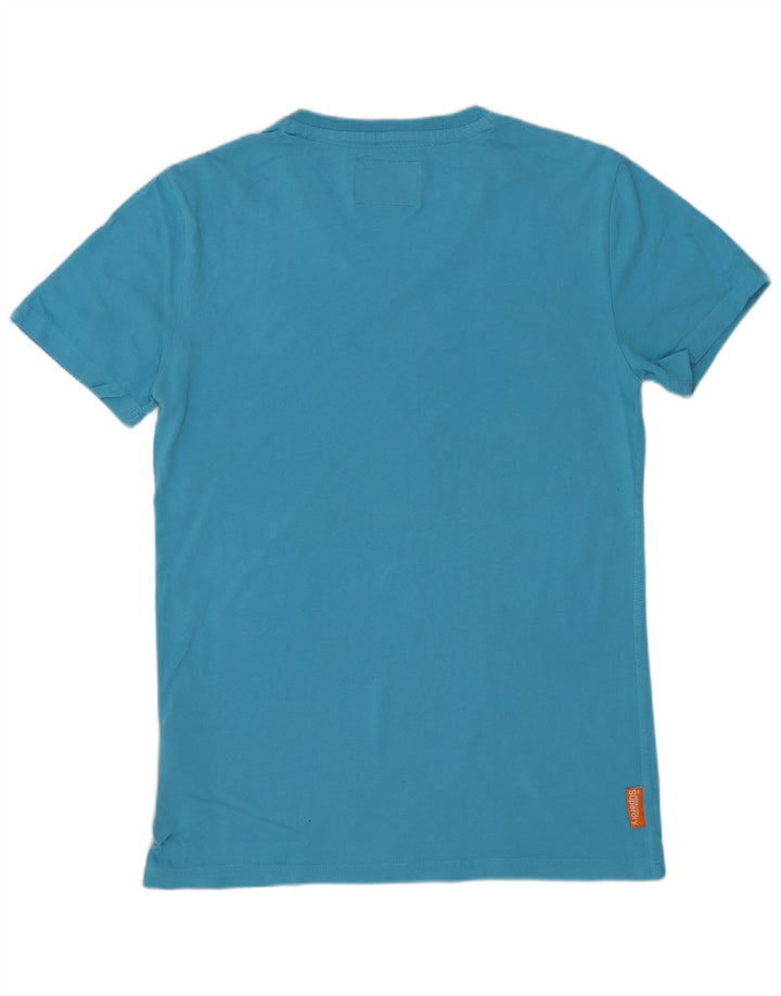 SUPERDRY Męski T-shirt Top Mały Niebieski Bawełniany