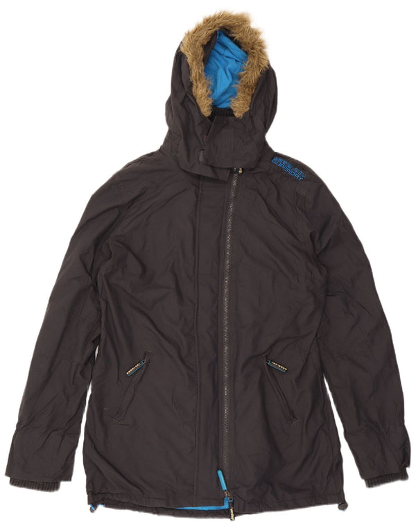 Męska kurtka parka z kapturem Superdry UK 40, duża, czarna, nylonowa
