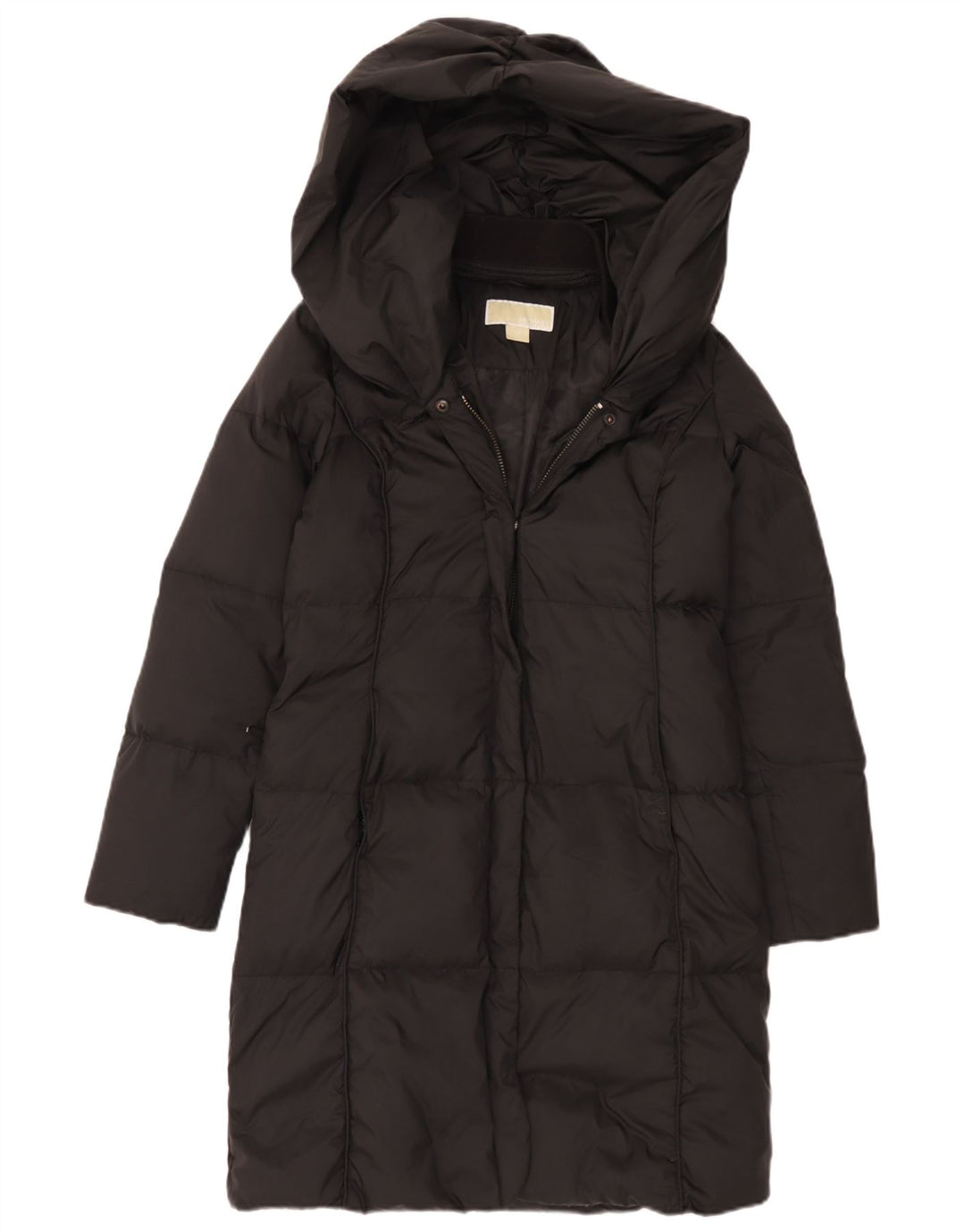 Damski płaszcz Michael Kors z kapturem, oversize, wyściełany UK 6 XS, czarny poliester