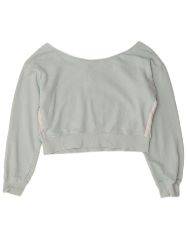 Damski top Adidas Oversize Crop Off Shoulder UK 10 Small turkusowa bawełna