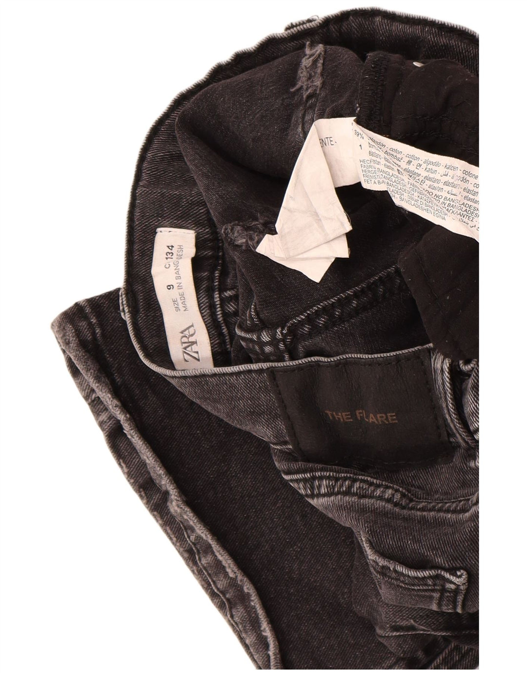 Dziewczęce jeansy rozkloszowane Zara 8-9 lat W24 L23 Czarna bawełna