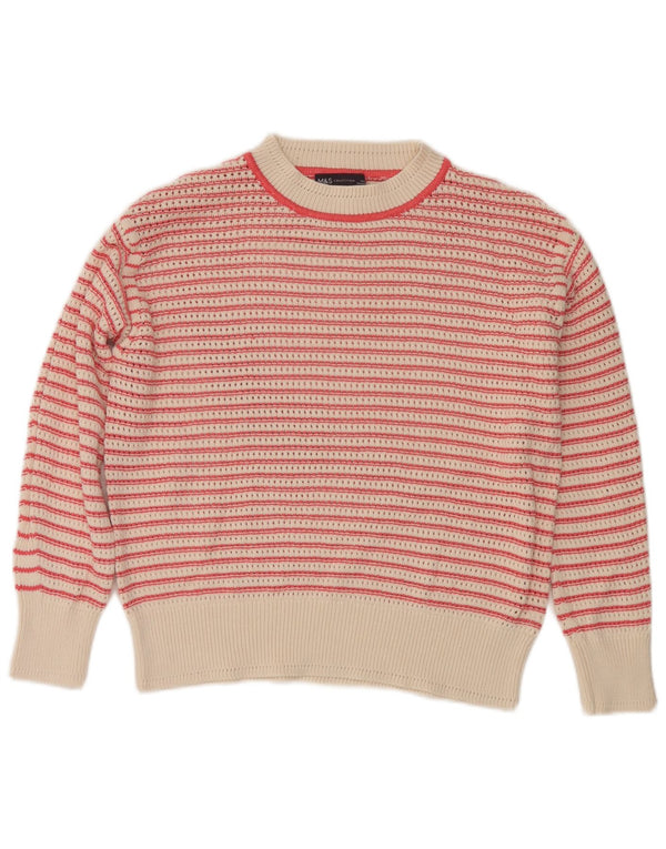 Marks & Spencer Damski sweter z dekoltem w łódkę, UK 14, średni różowy w paski