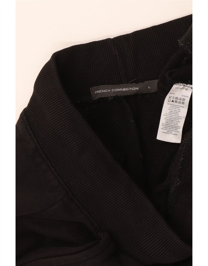 Męskie spodnie dresowe FRENCH CONNECTION Joggery duże, czarne, bawełniane