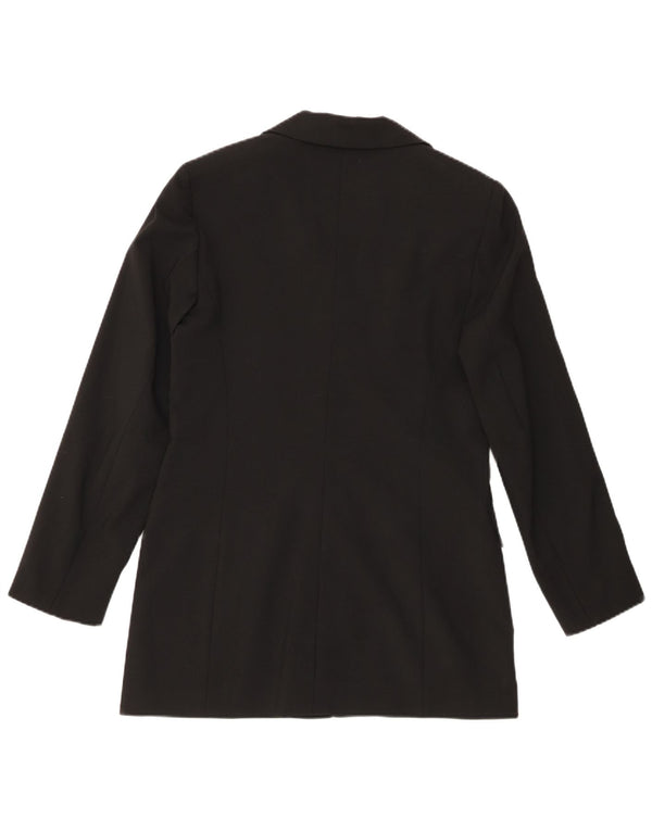 VINTAGE Womens Longline 3 Button Blazer Jacket IT 46 Large Black Polyester