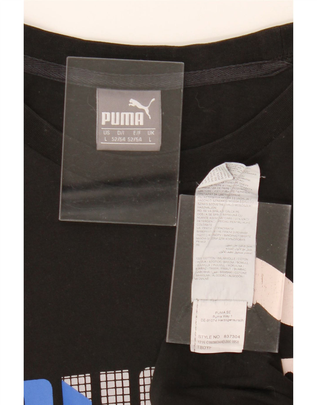 PUMA Mens Graphic T-Shirt Top Large Black Cotton Vintage Puma and Second-Hand Puma from Messina Hembry 