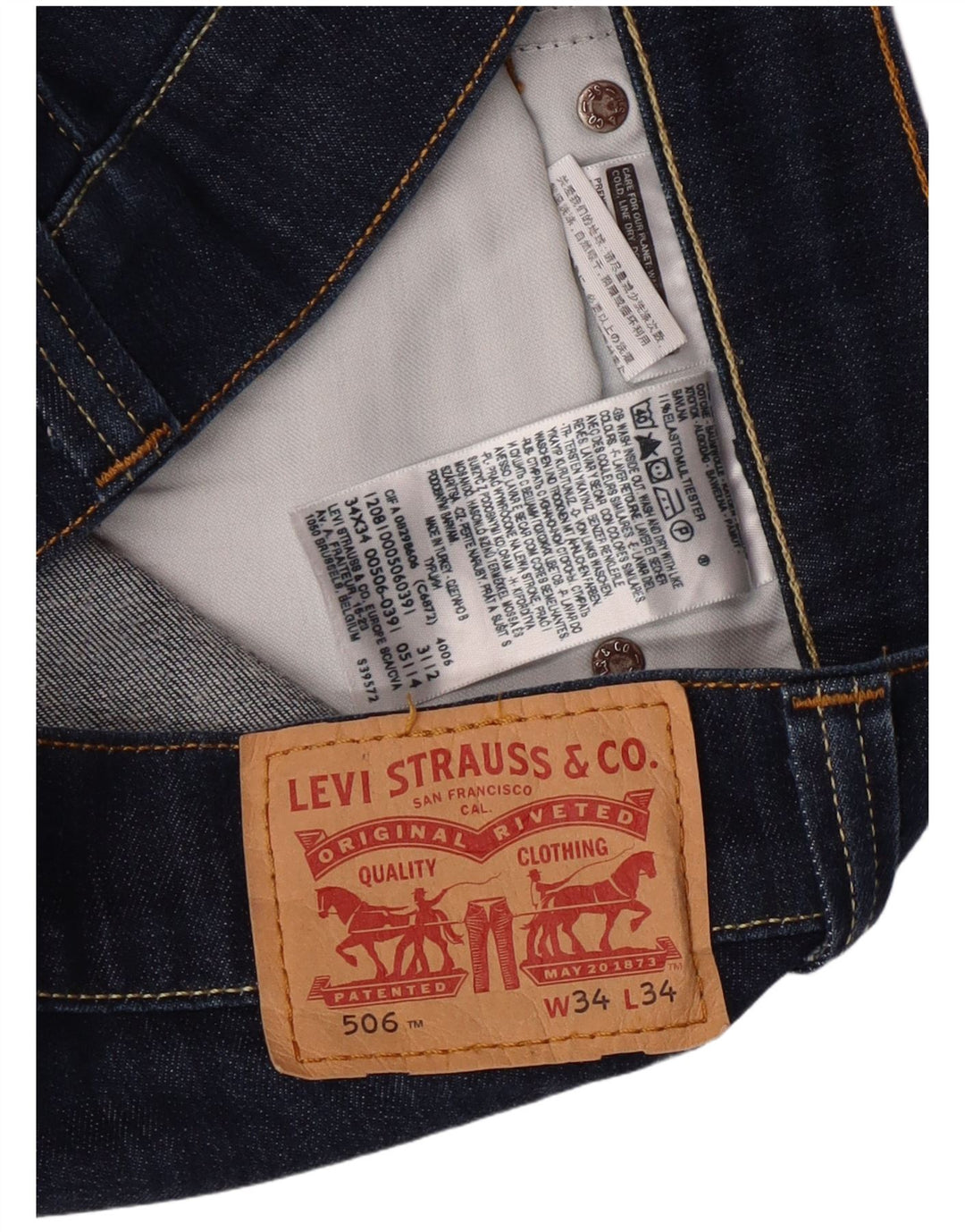 Męskie dżinsy Levi's 506 Straight W34 L34 Granatowa bawełna