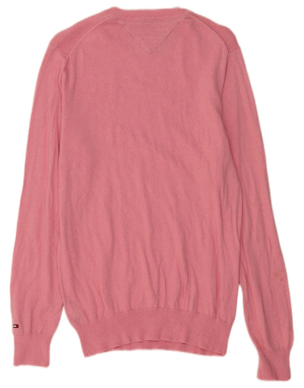 Męski sweter z dekoltem w łódkę Tommy Hilfiger, mały, różowy, bawełniany