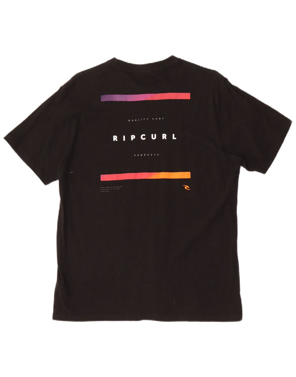 Męski T-shirt z grafiką Rip Curl o standardowym kroju, duży, czarny, bawełniany