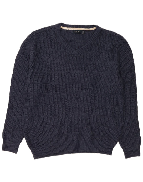 Męski sweter Nautica z dekoltem w kształcie litery V, XL, granatowy, bawełniany