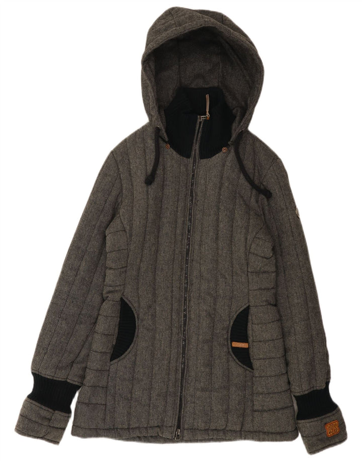 Damska ocieplana kurtka z kapturem KHUJO UK 14, poliester w kolorze średnioszarym