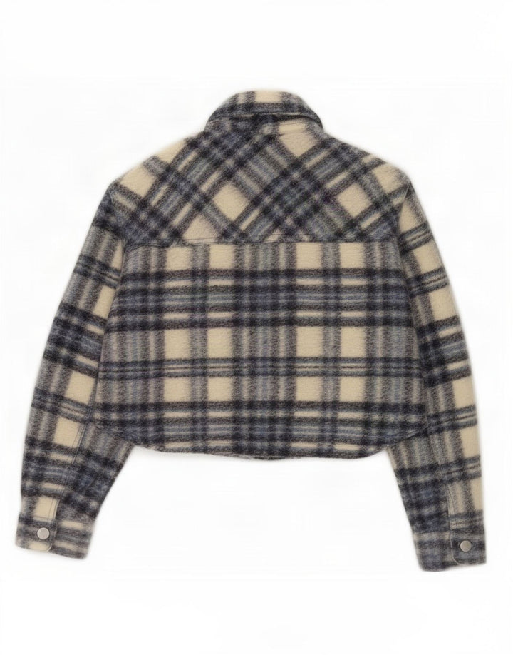 Damska kurtka bomberka oversize z krótkim rękawem 3/4 Zara UK 10 w małą szarą kratkę