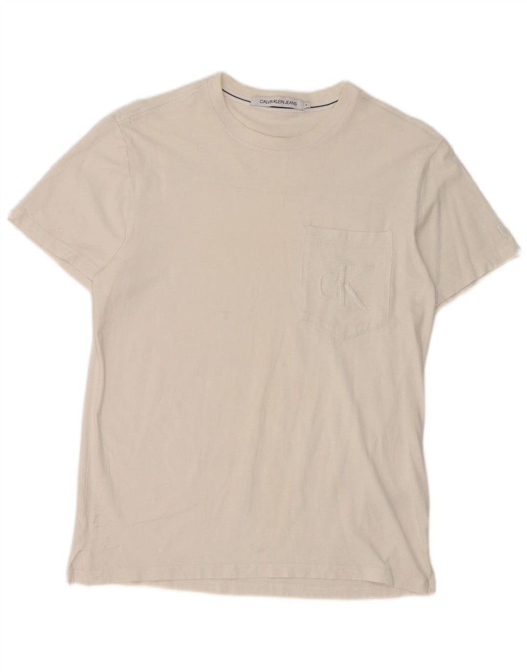 T-shirt męski Calvin Klein Jeans, mały, biały, bawełniany