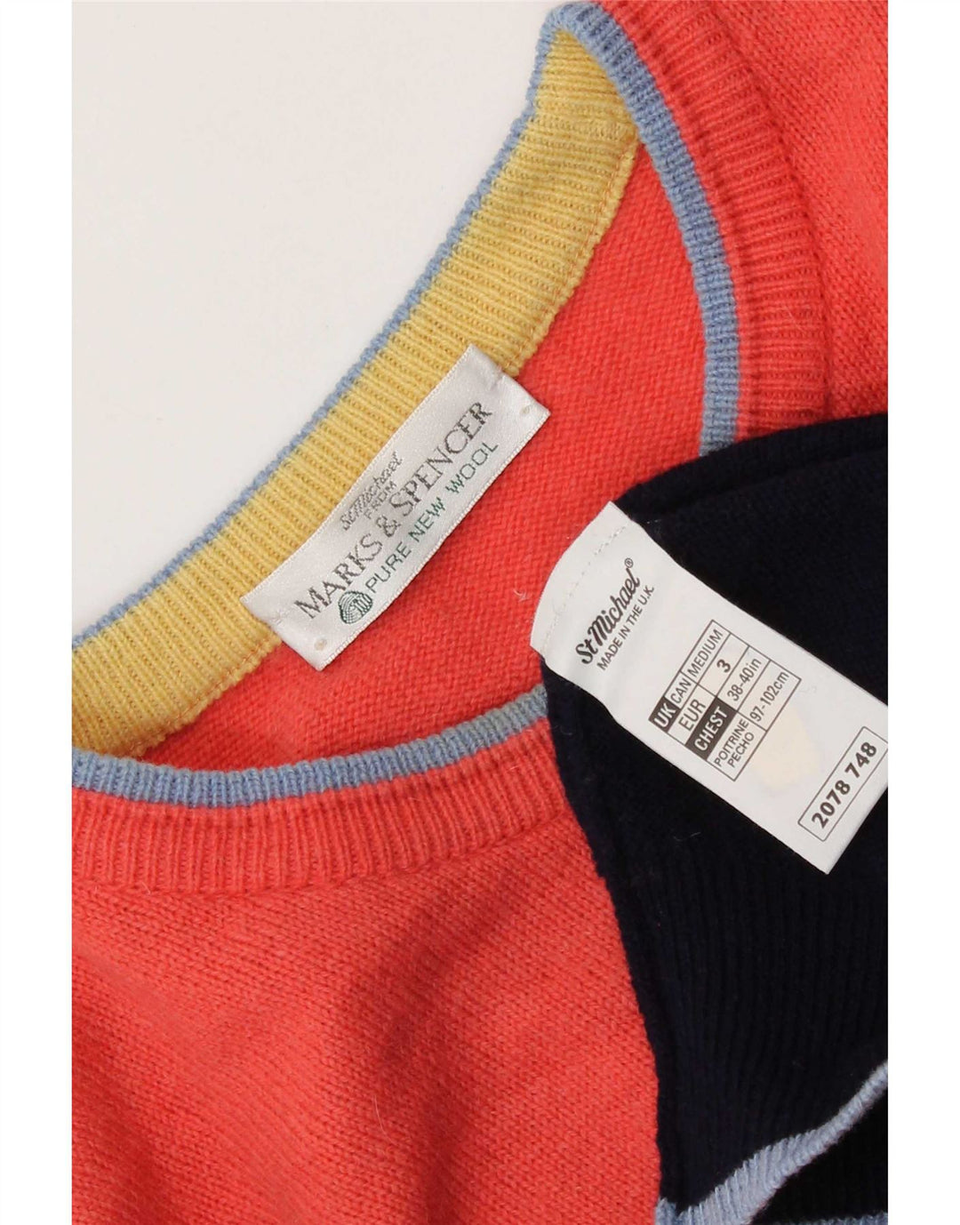 Marks & Spencer Męski sweter golfowy z okrągłym dekoltem, średni, wielokolorowy