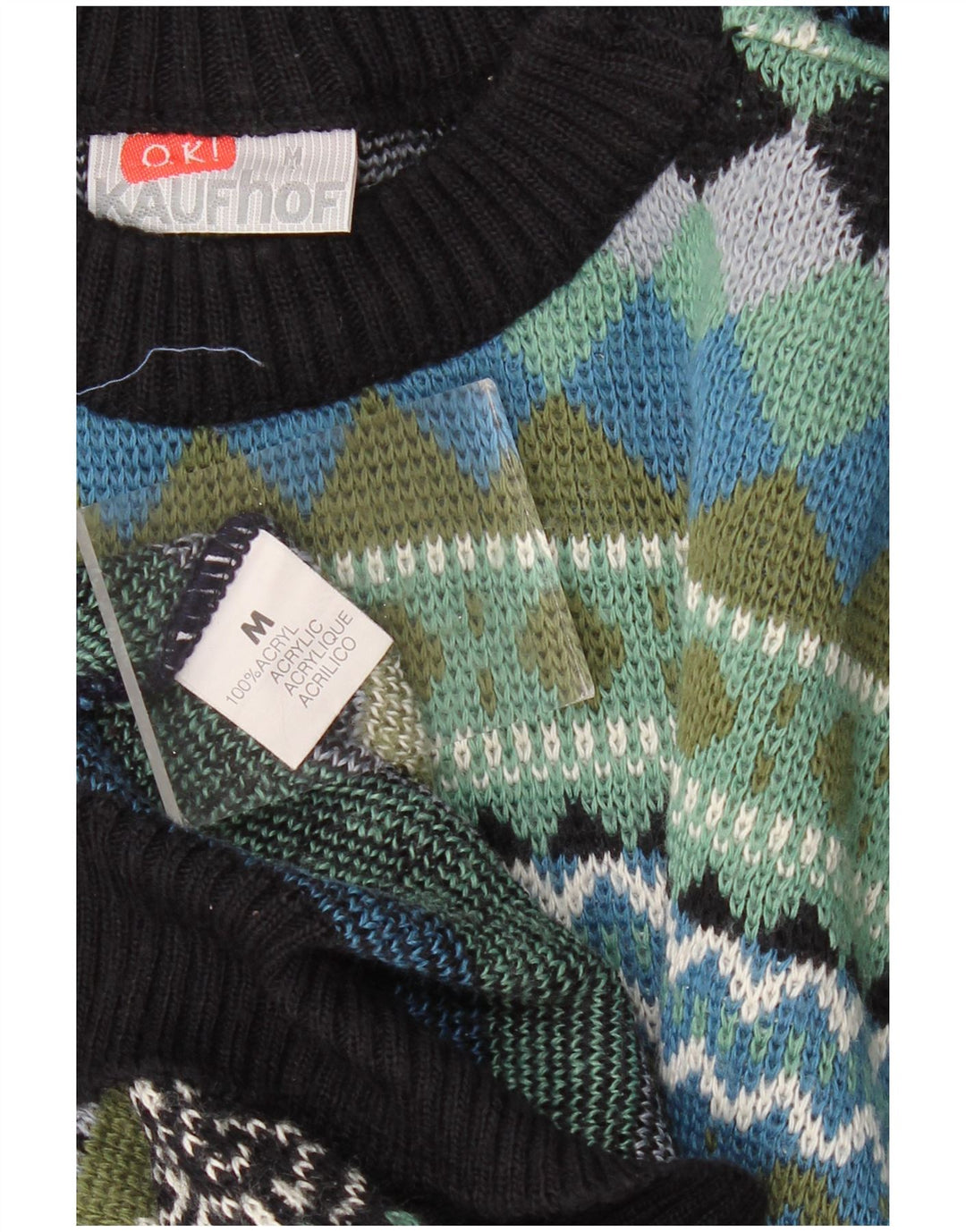 Męski sweter z okrągłym dekoltem w stylu VINTAGE, średnio wielobarwny, geometryczny