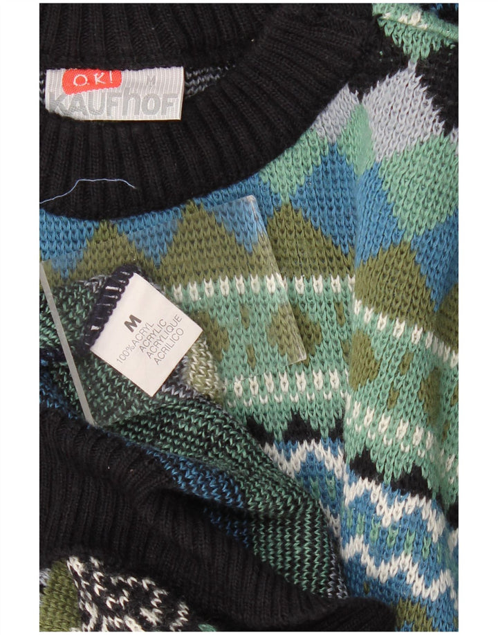 Męski sweter z okrągłym dekoltem w stylu VINTAGE, średnio wielobarwny, geometryczny