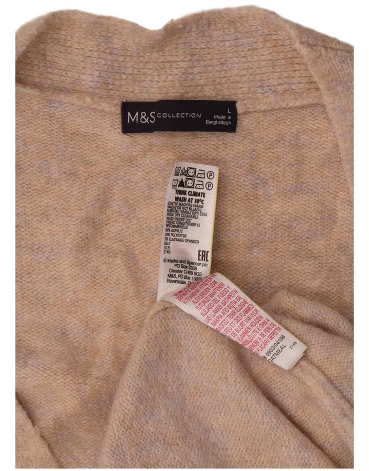 MARKS & SPENCER Womens Tie Dye Longline Cardigan Sweater UK 16 Large Beige