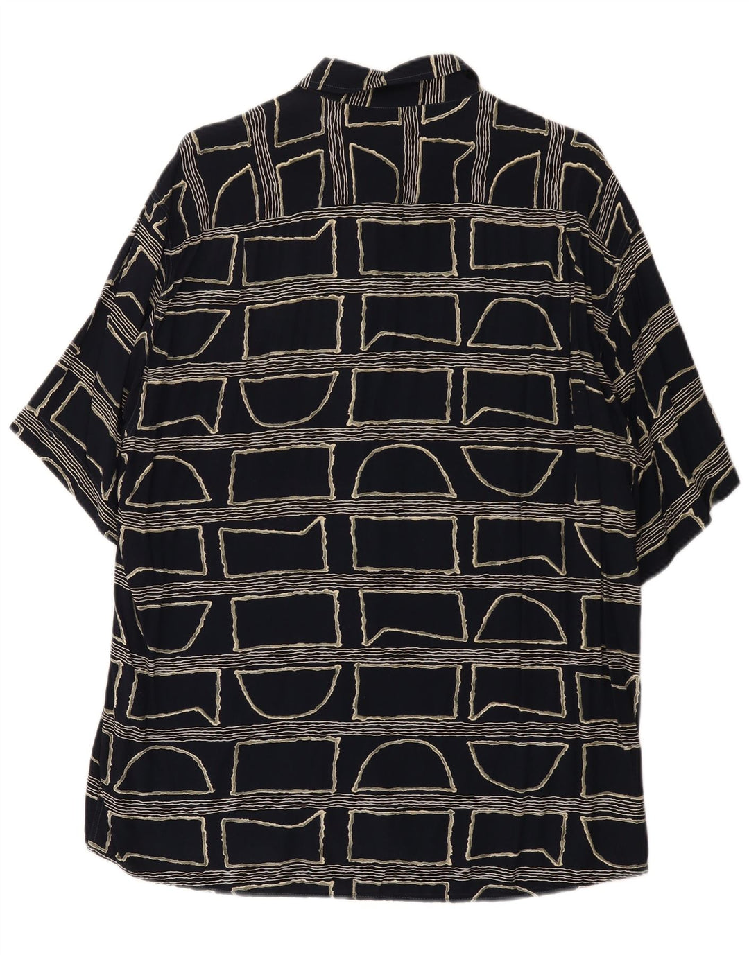 Koszula męska z krótkim rękawem w stylu vintage, duża, czarna, geometryczna