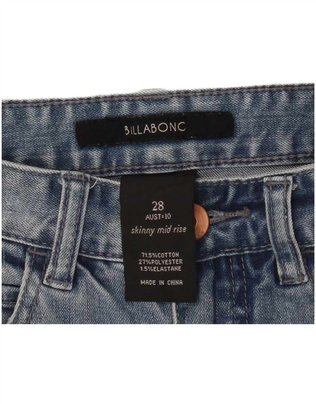 Damskie jeansy skinny ze średnim stanem BILLABONG W28 L29 Niebieskie bawełniane