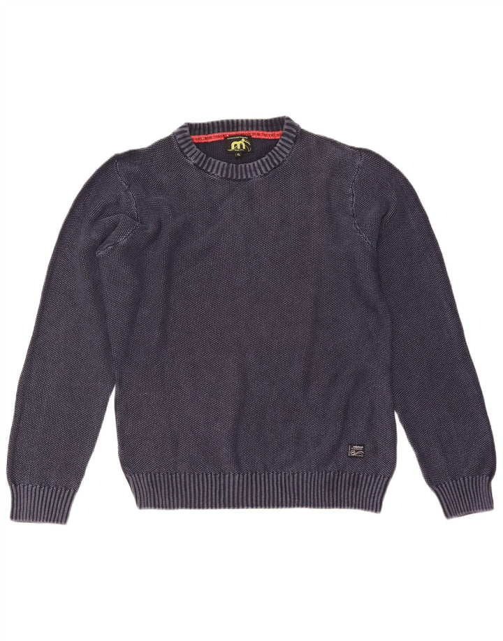 Męski sweter Mistral z okrągłym dekoltem XL, granatowy, bawełniany
