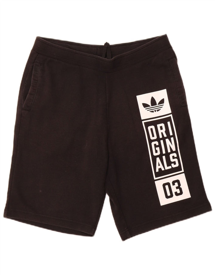 Męskie spodenki sportowe ADIDAS z grafiką, średniej wielkości, czarne, bawełniane