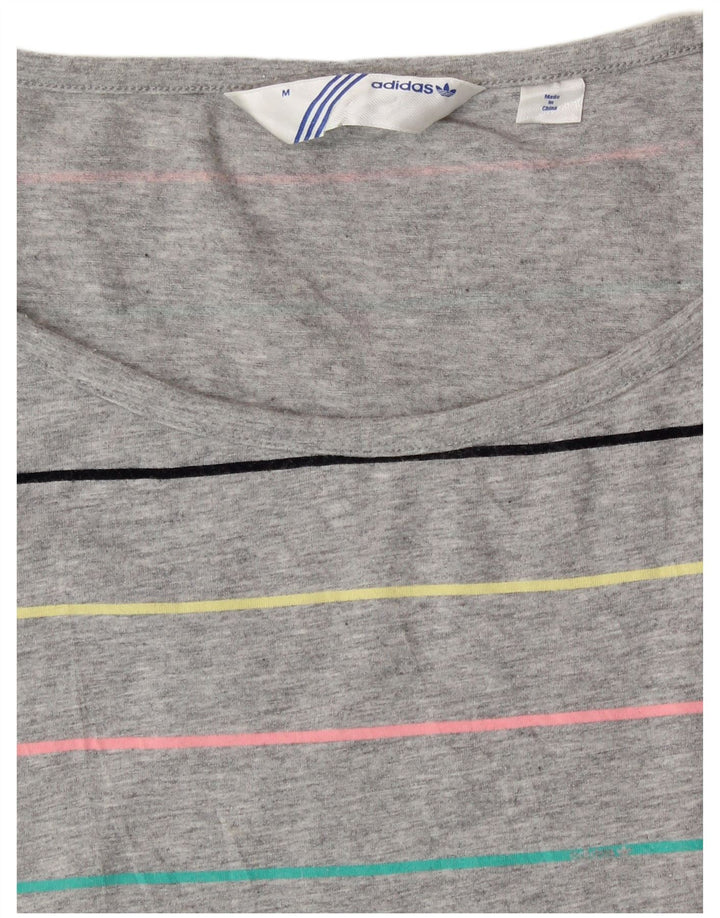 Damska sukienka t-shirtowa ADIDAS UK 14, średnia, szara bawełna w paski