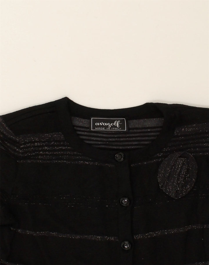 VINTAGE Womens Cardigan Sweater UK 8 Small Black Striped | Vintage Vintage | Thrift | Second-Hand Vintage | Used Clothing | Messina Hembry 