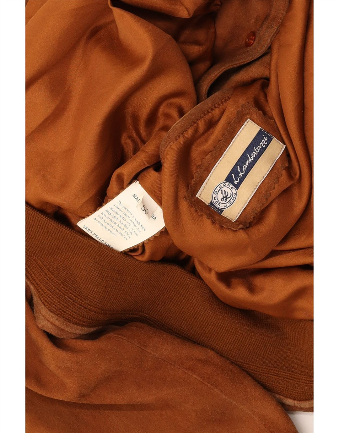 L.LAMBERTAZZI Męska zamszowa kurtka bomber IT 50, duża brązowa skóra