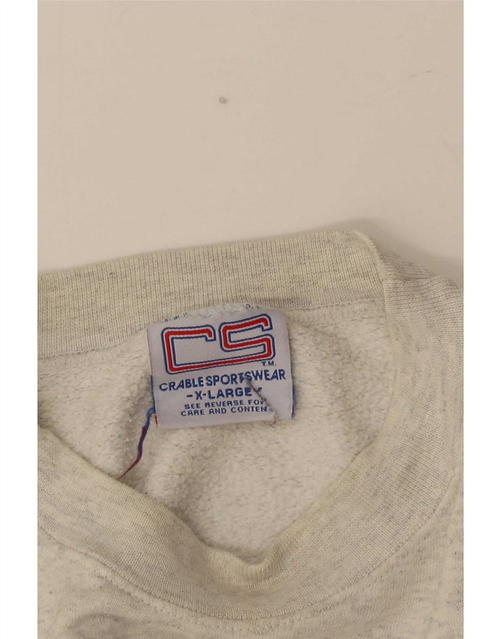 Męska bluza z grafiką w stylu vintage, sweter XL, szara bawełna