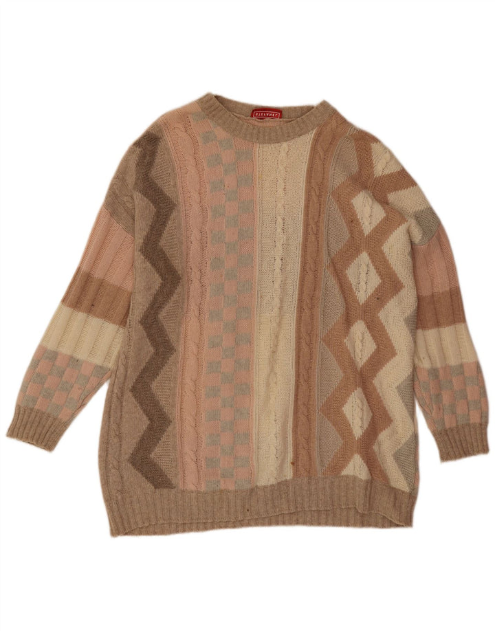 Męski sweter Stefanel z dekoltem w łódkę 2XL, wielobarwny, geometryczny