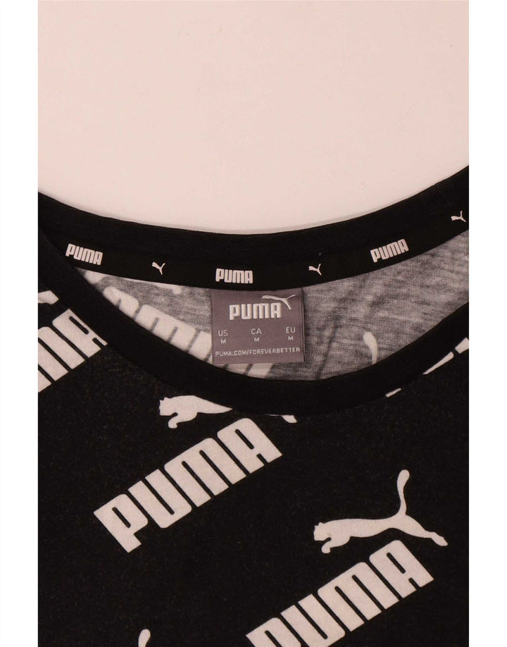 Męska koszulka z grafiką Puma, średnia czarna bawełniana