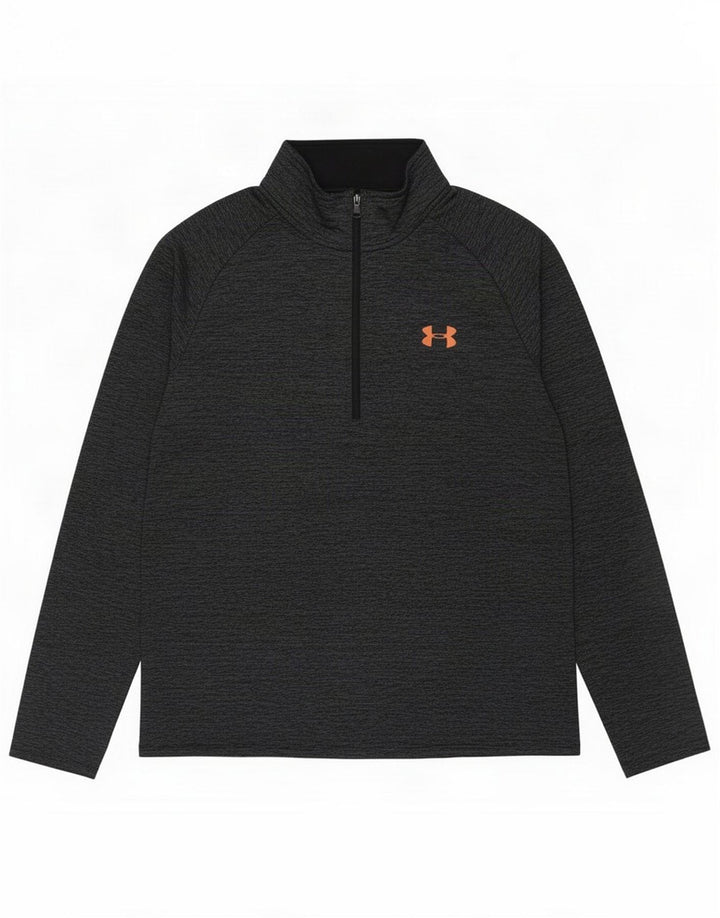 Under Armour Męski sweter z zamkiem błyskawicznym, duży, szary, nakrapiany
