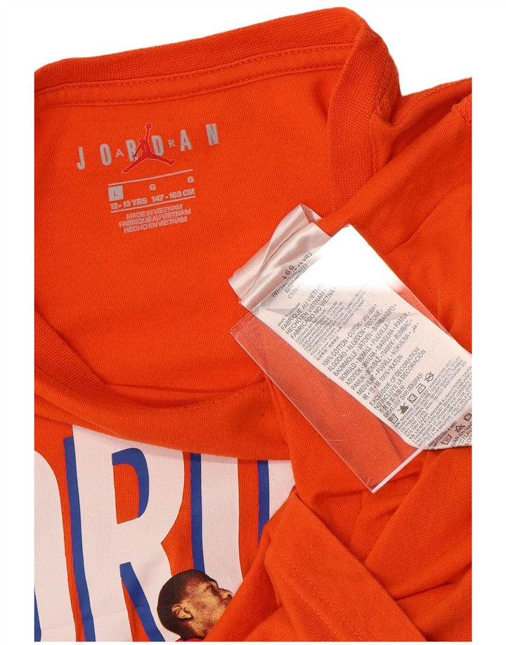 JORDAN Boys Graphic Top Long Sleeve 12-13 Years Large Orange