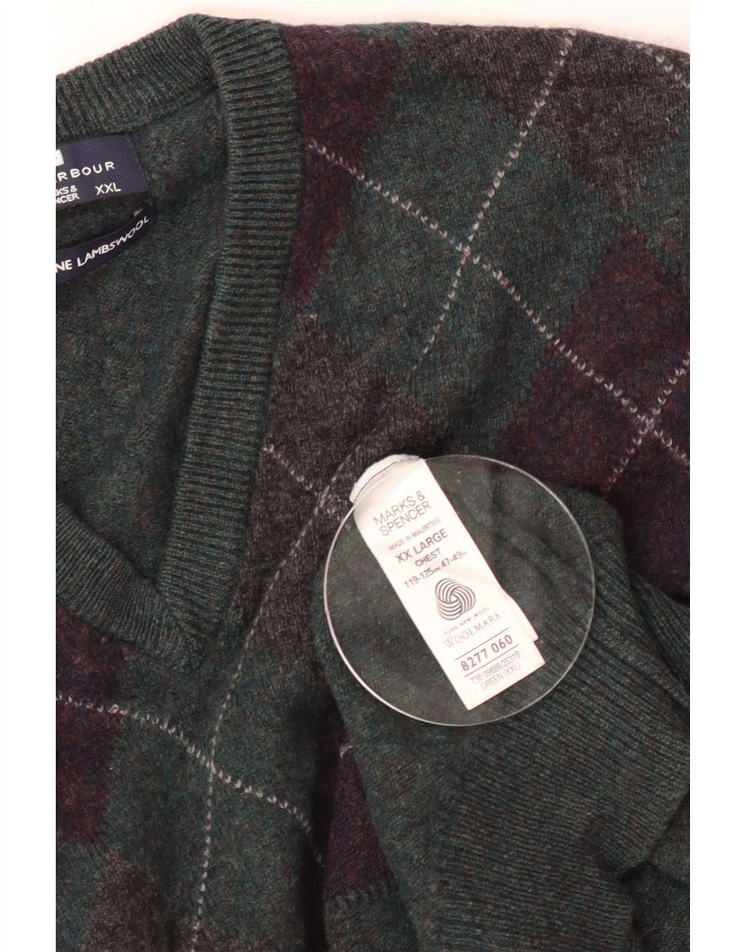 Męski sweter Marks & Spencer Blue Harbor z dekoltem w kształcie litery V, 2XL, zielony