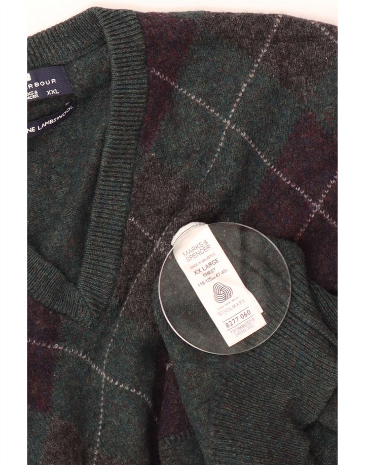 Męski sweter Marks & Spencer Blue Harbor z dekoltem w kształcie litery V, 2XL, zielony