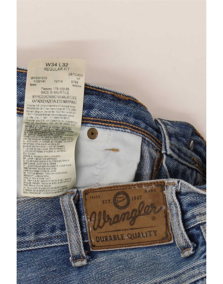 Męskie jeansy Wrangler o prostym kroju W34 L32, niebieska bawełna