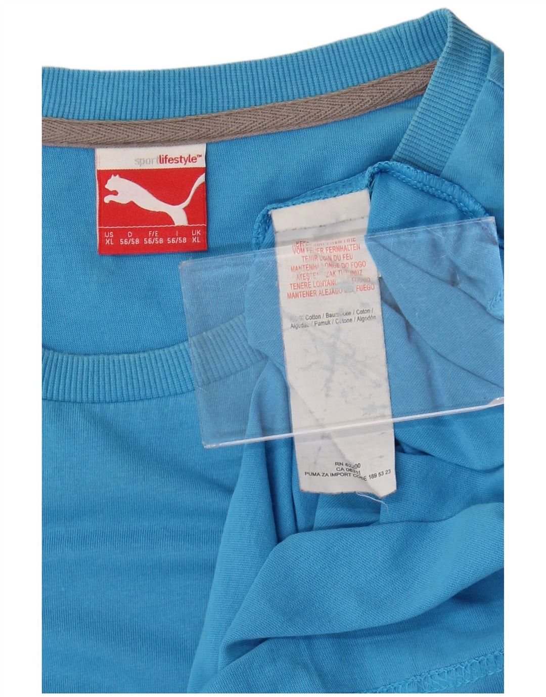 Męska koszulka z grafiką Puma, góra XL, niebieska bawełna