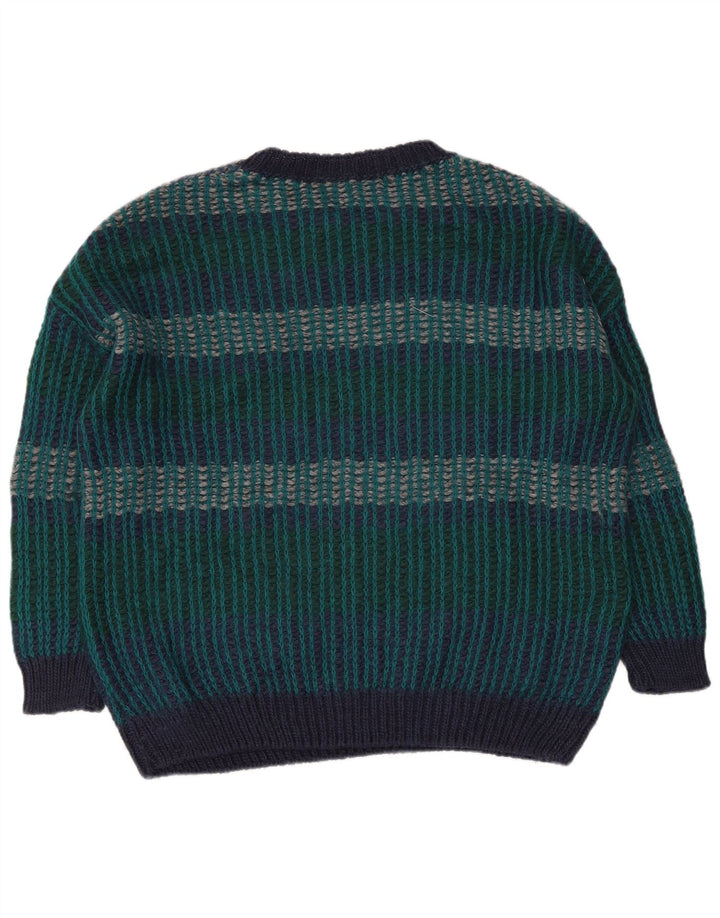 Vintage męski sweter z okrągłym dekoltem XL, wielokolorowe paski